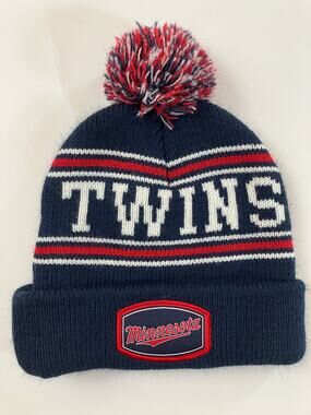 Minnesota Twins Caribou Coffee 2022 SGA Pom Beanie Hat OSFM Navy Red MLB
